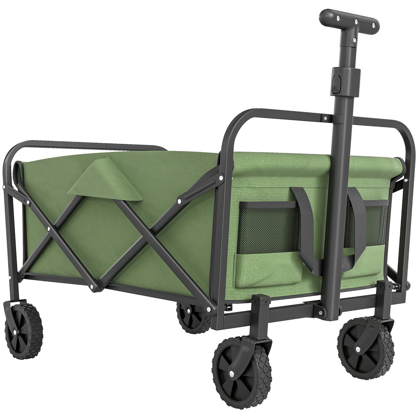 Outsunny 62L Festival Trolley on Wheels, Garden Folding Cart, 120kg Heavy Duty Collapsible Folding Wagon Beach, Camping, Festival, Green