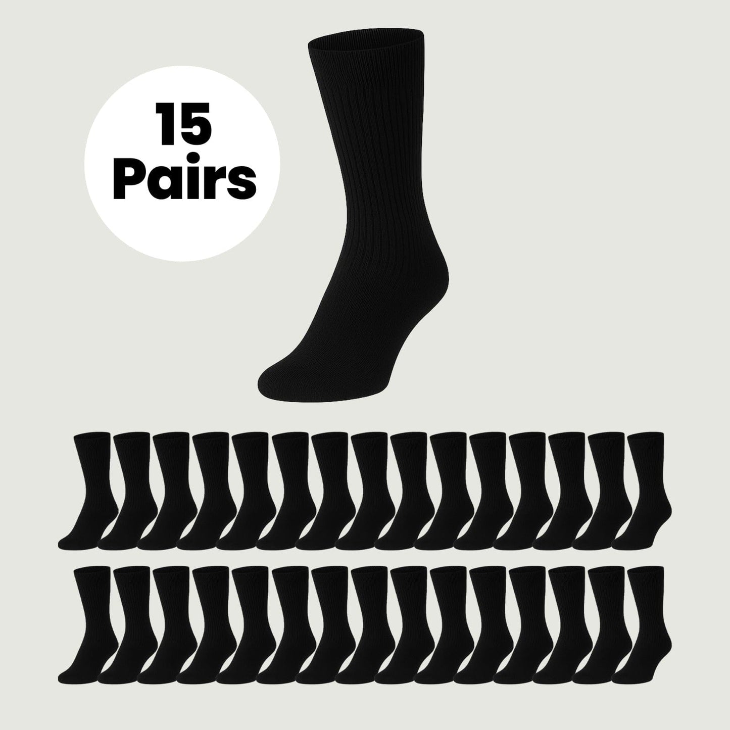 Sock Stack Mens Cotton Rich Performance Sport Socks 15 Pairs UK 6-11 Black Grey White