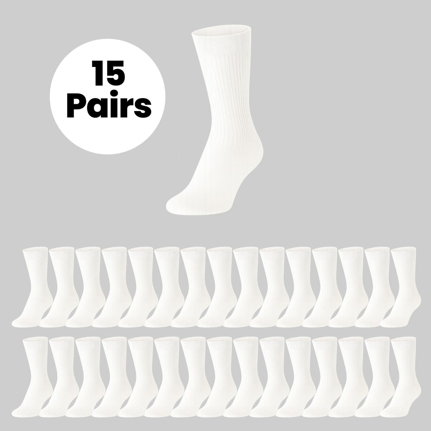 Sock Stack Mens Cotton Rich Performance Sport Socks 15 Pairs UK 6-11 Black Grey White