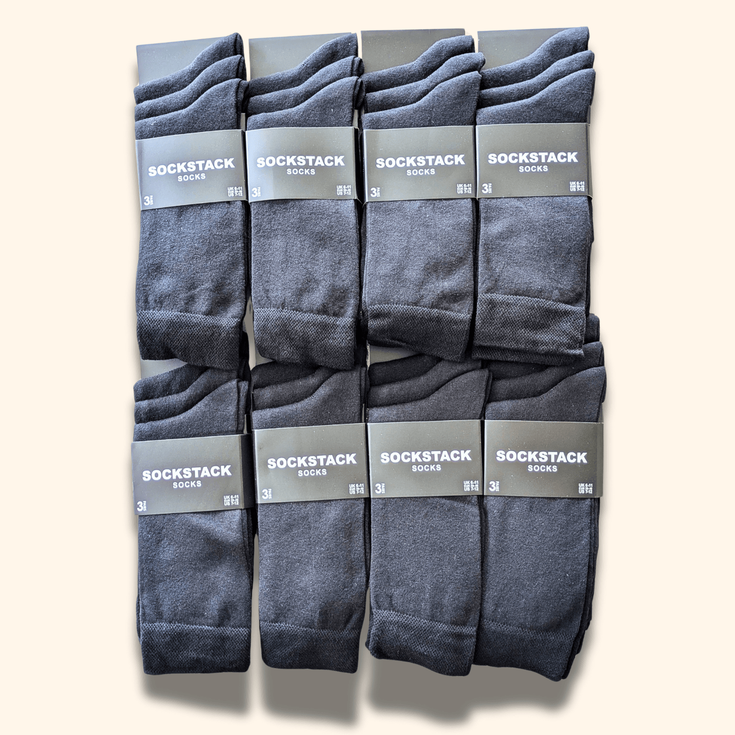Sock Stack 24 Pairs Men's Cotton Colourful Heel Toe Black Argyle Diamond Easycare Comfortable Durable Shoe Socks For Work School Business Wear UK 6-11
