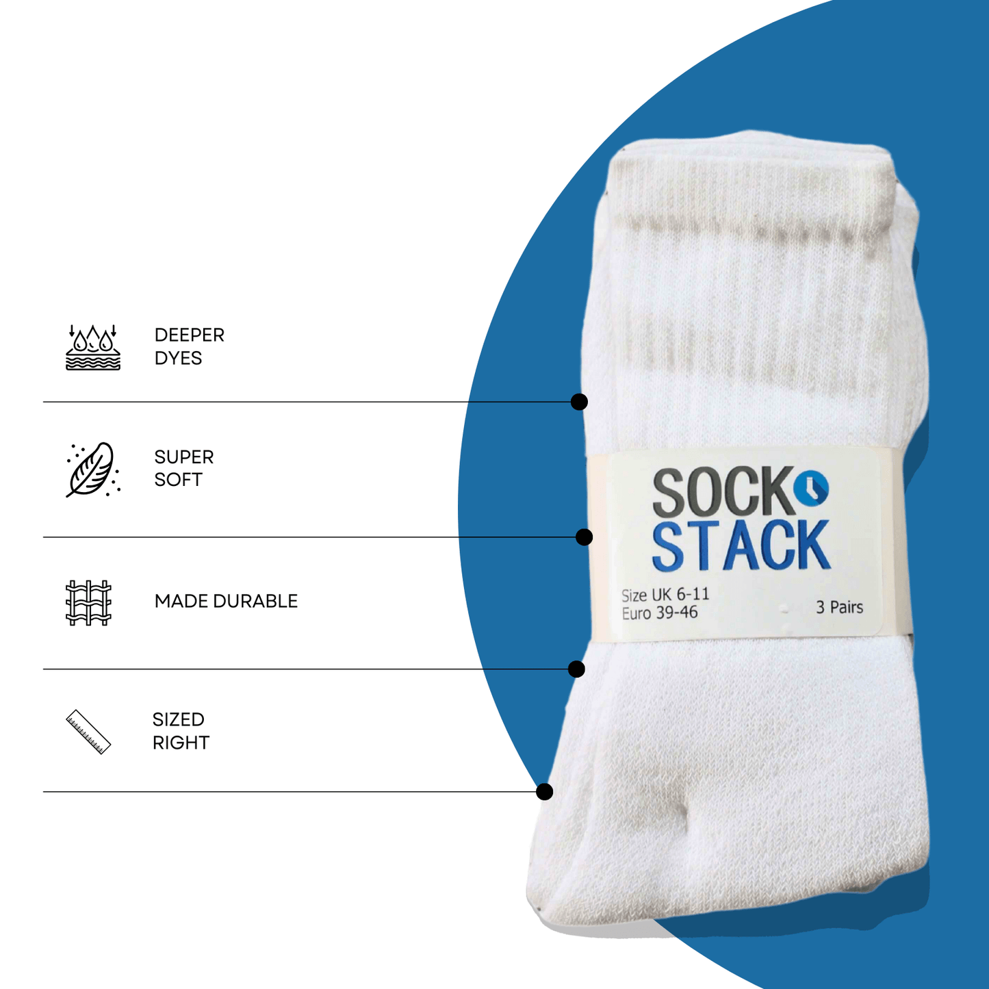 Sock Stack Mens Cotton Rich Performance Sport Socks 15 Pairs UK 6-11 Black Grey White