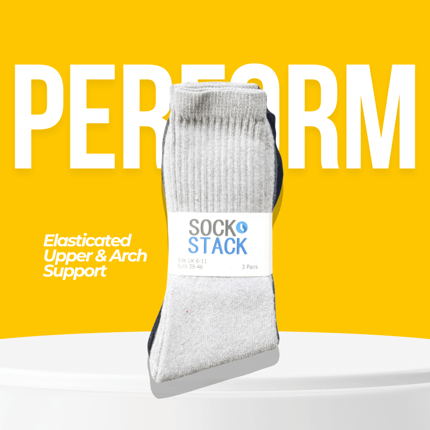 Sock Stack Mens Cotton Rich Performance Sport Socks 15 Pairs UK 6-11 Black Grey White