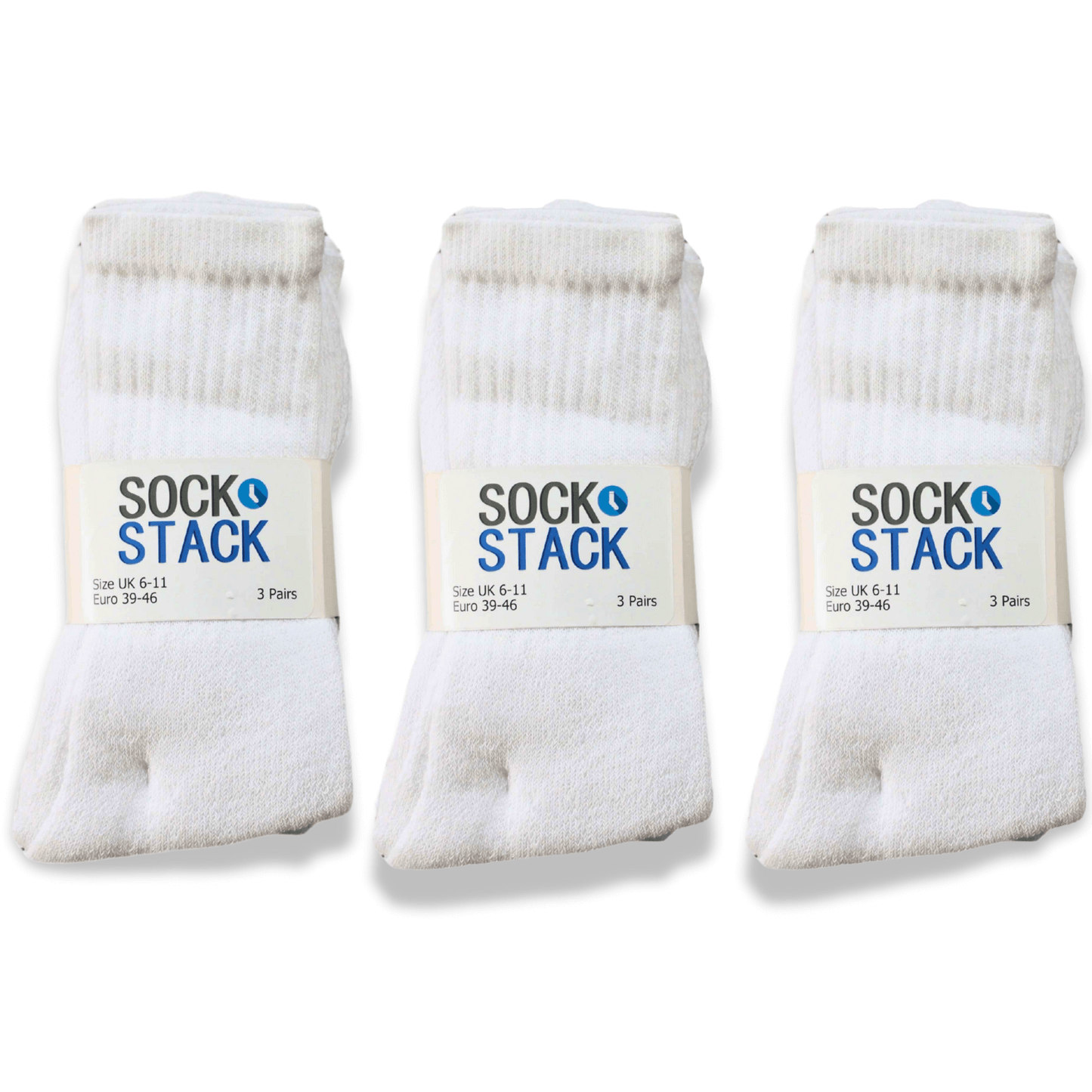 Sock Stack Mens Cotton Rich Performance Sport Socks 15 Pairs UK 6-11 Black Grey White