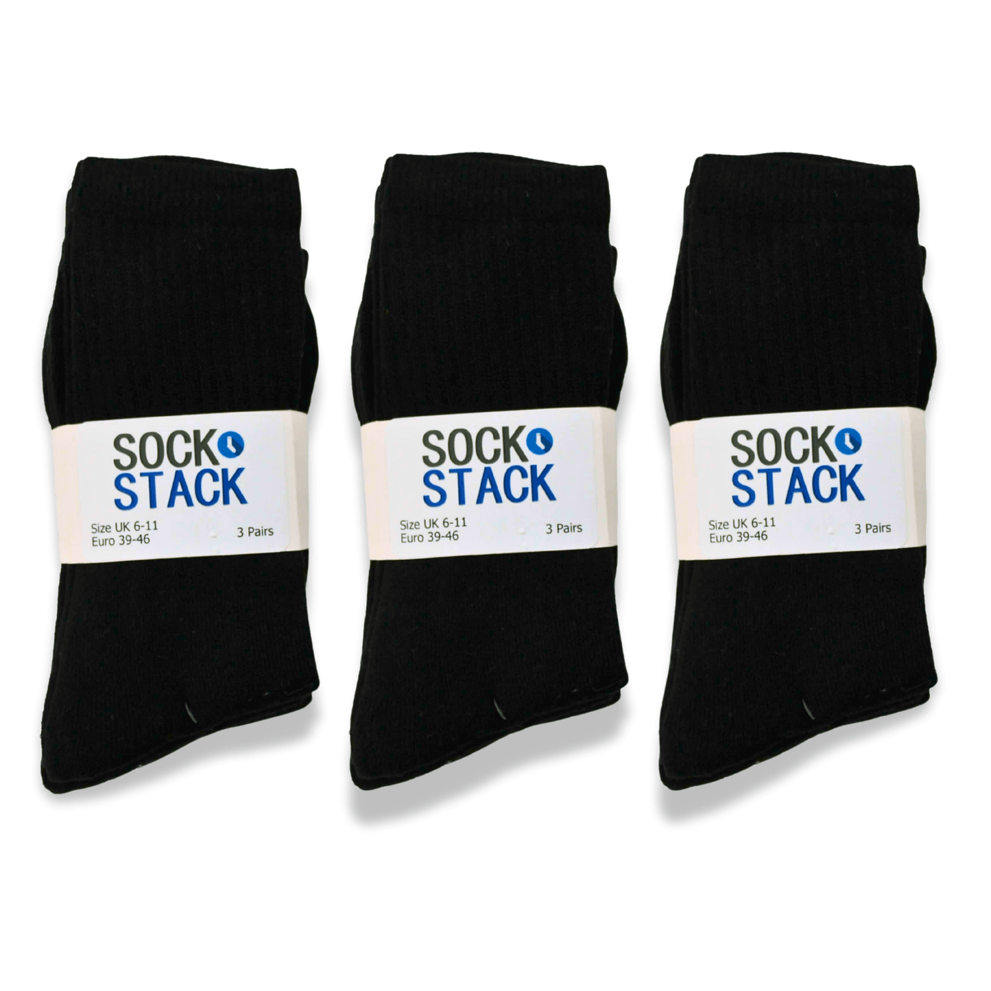 Sock Stack Mens Cotton Rich Performance Sport Socks 15 Pairs UK 6-11 Black Grey White