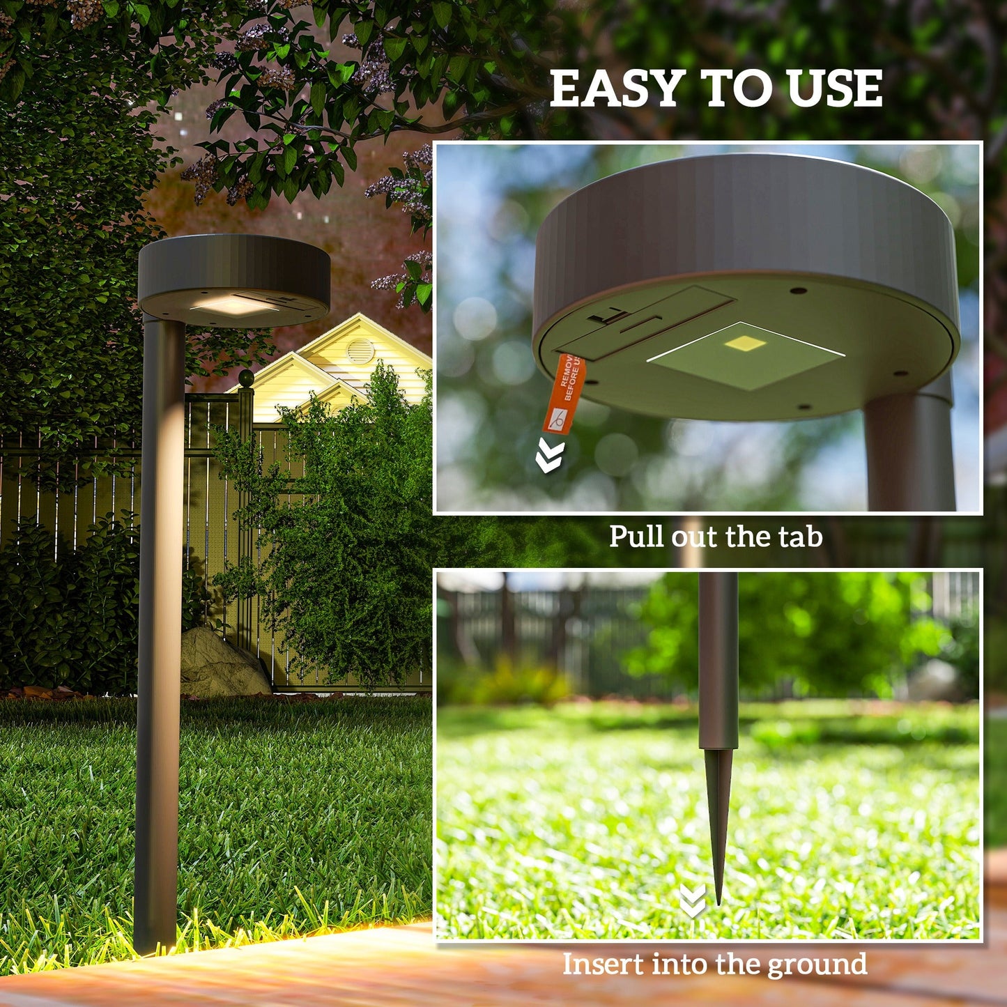 Outsunny Solar Lights Outdoor Garden Stake 8 Pack Pathway Lighting, Solar Stake Lights with Auto On/Off LED, IP44 Waterproof Plastic Outdoor Garden Lighting for Path, Patio and Landscape
