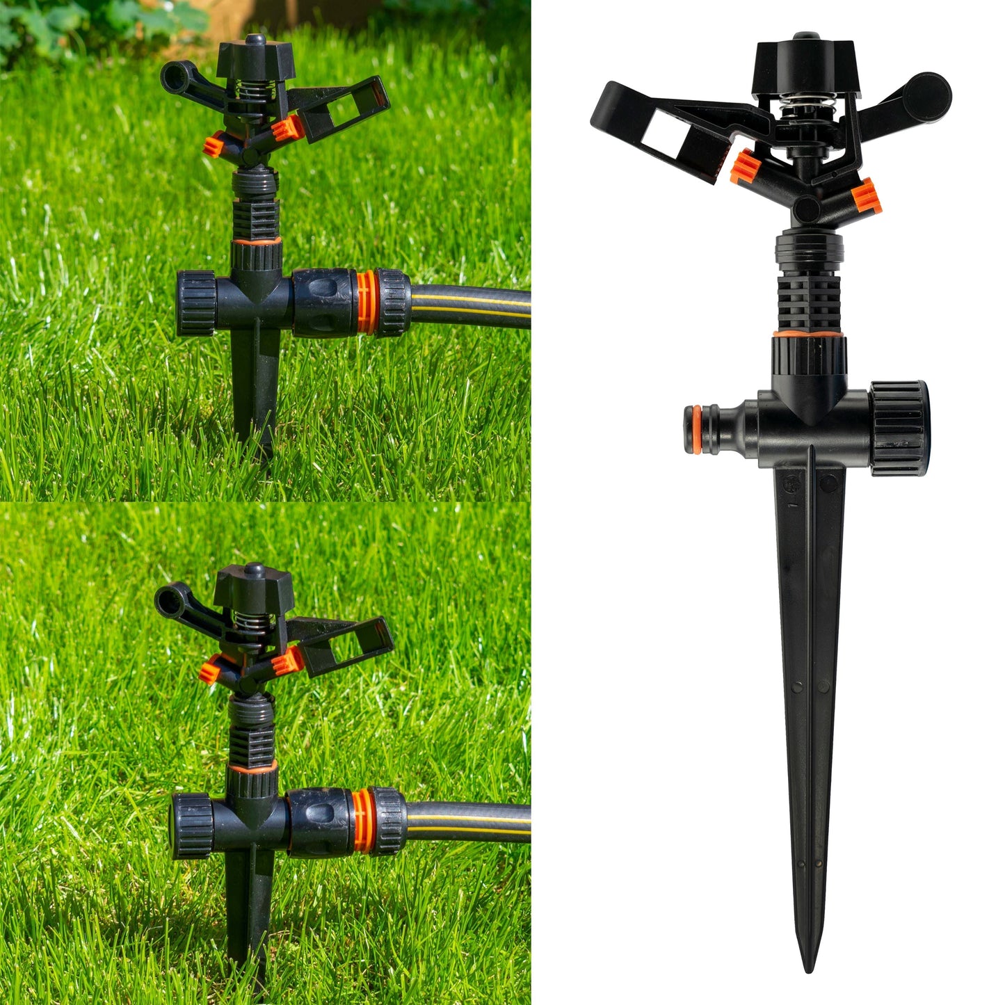 Pulsating Lawn Sprinkler on Spike - Eco Line Weatherproof Cover Garden Hose Pipe