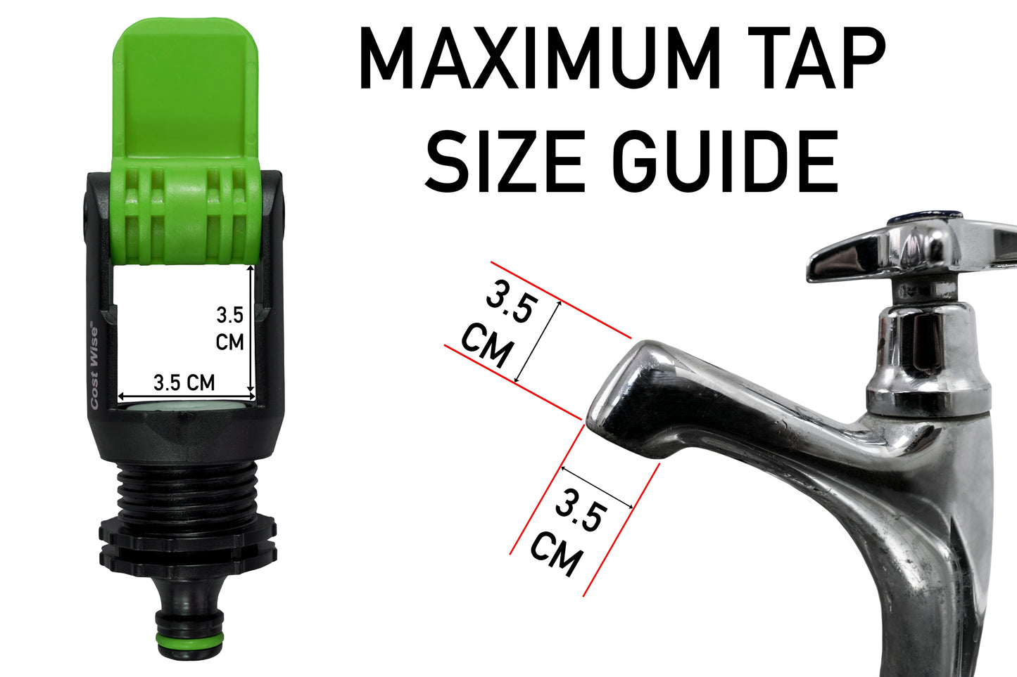 Kitchen Tap Adaptor "Non Branded" Green Hose Pipe Fitting DIY Workshop Accessory