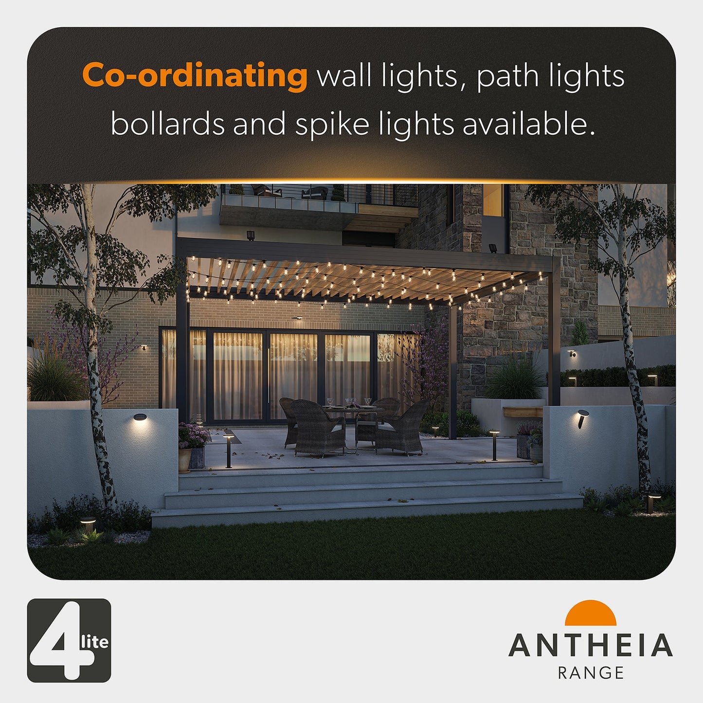 4lite Antheia Solar IP44 Festoon Outdoor String Lights - 5m